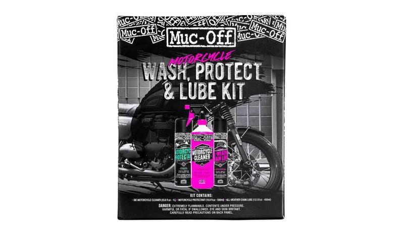 Muc Off مجموعة غسيل وحماية وزيت دراجة نارية - مجموعة تنظيف الدراجات النارية، مجموعة تفصيل الدراجات النارية - تشمل منظف الدراجة النارية وزيت السلسلة - Image 1